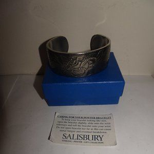 Salisbury Pewter Floral Month June Cuff Bracelet